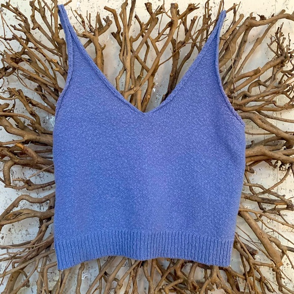 Zara Tops - ZARA Baby Blue Knit Top🤍